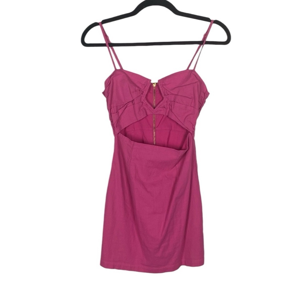 RNWY pink open front mini dress